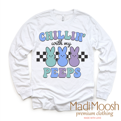 Chillin With My Peeps Easter Bunny Shirt - Kids Easter Tee
