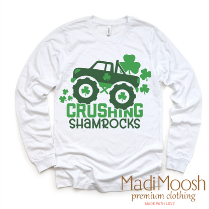 Crushing Shamrocks St. Patrick's Day Shirt - Monster Truck St. Patrick's Day Tee