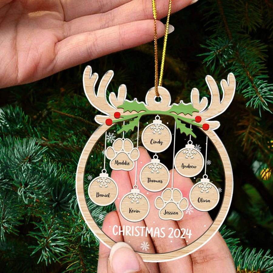 Paw Charm - Personalized Custom Shaped Acrylic Ornament - Christmas Gift For Family Members