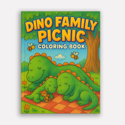 Dino Family Picnic Coloring Pages – 48 Pages – Fun, Cozy, Prehistoric Adventures – For Kids