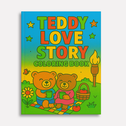 Teddy Love Story – Animal Coloring Pages – 48 Pages – Cute, Cozy, Heartwarming Moments – For Kids