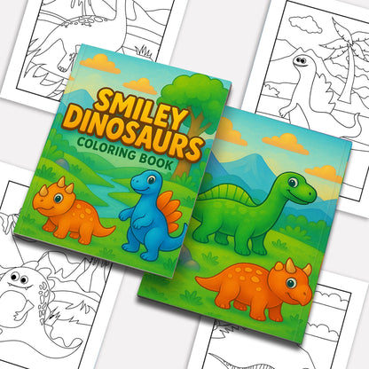 Smiley Dinosaurs Coloring Pages – 48 Joyful, Easy-to-Color Dinosaur Designs – For Kids