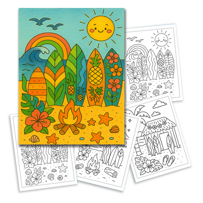 Tropical Surf Party Coloring Pages – 48 Fun Designs for Kids