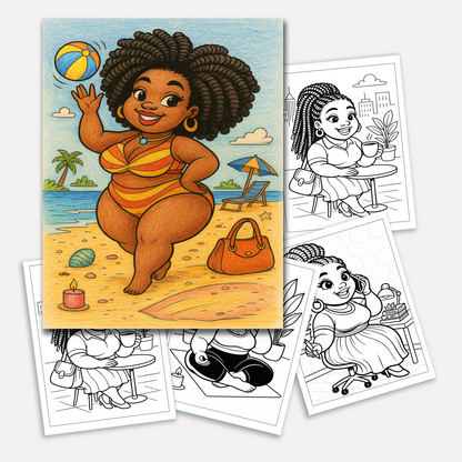 Afro Cuties at Their Best Coloring Pages – 48 Pages – Cute, Empowering, Everyday Joy – For Adults