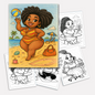 Afro Cuties at Their Best Coloring Pages – 48 Pages – Cute, Empowering, Everyday Joy – For Adults