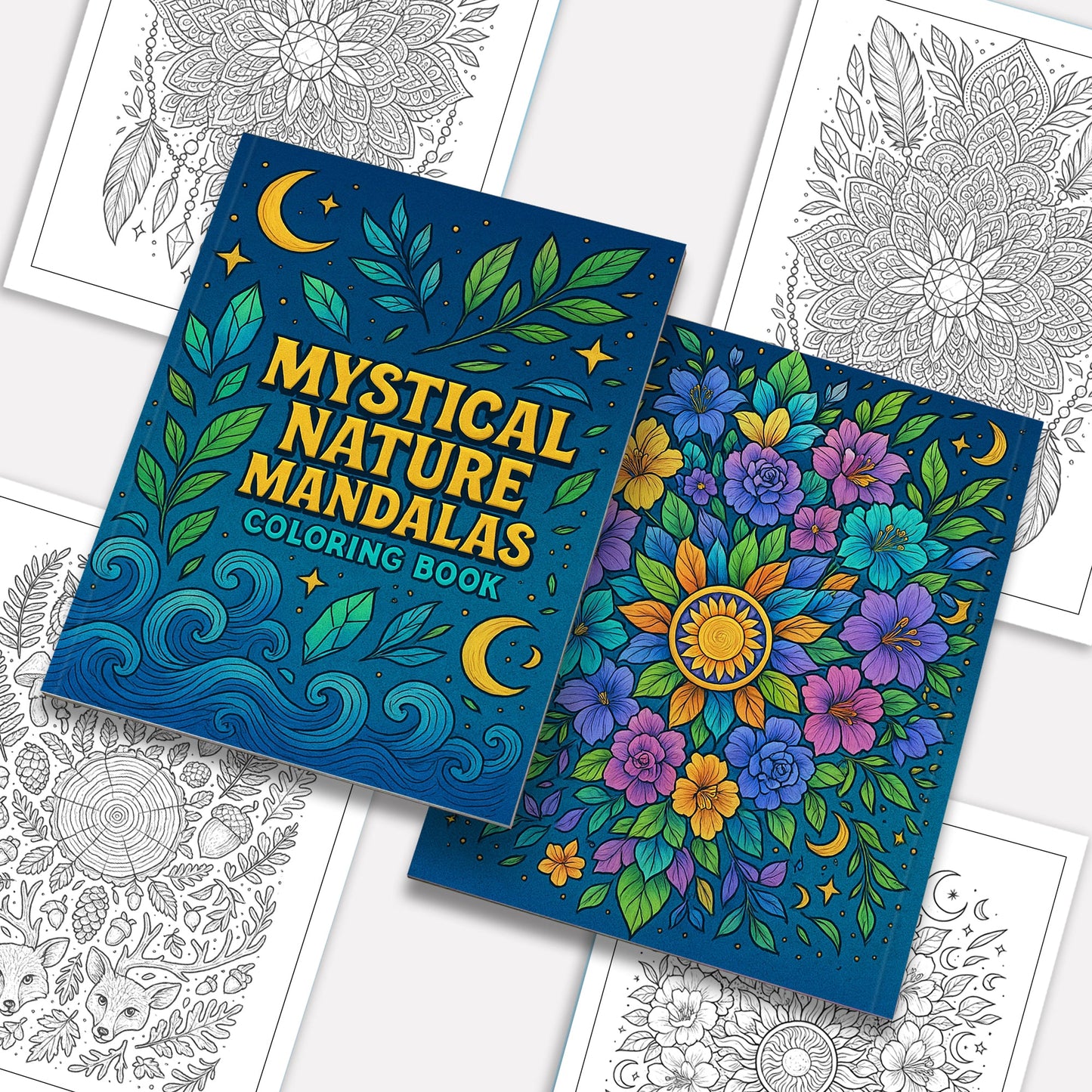 Mystical Nature Mandalas Coloring Pages – 48 Intricate Designs of Forests, Oceans, Crystals & Cosmos for Adults