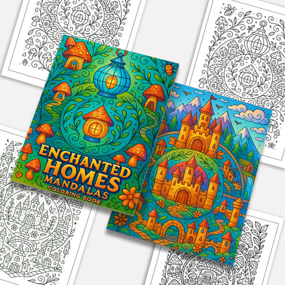 Enchanted Homes Mandalas Coloring Pages – 48 Fantasy Village Designs for Adults