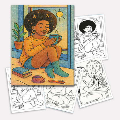 Natural Hair Magic Coloring Pages – 48 Empowering Portraits Celebrating Curls, Braids, and Black Beauty