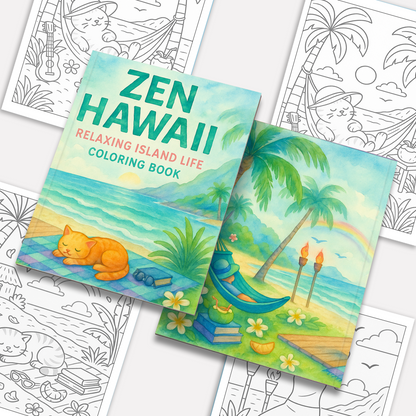 Zen Hawaii Coloring Pages – 48 Peaceful Island Life Scenes for Adults