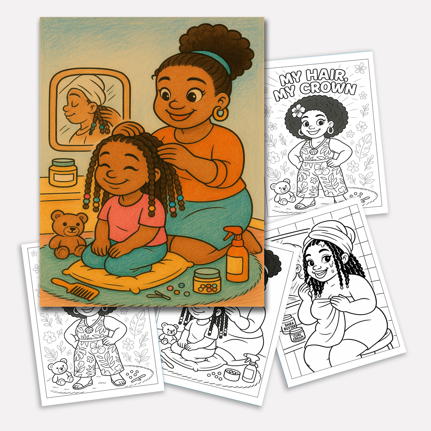 Afro Cuties Self-Care Queens Coloring Pages – 48 Pages – Fun, Beautiful, Black Girl Confidence – For Adults