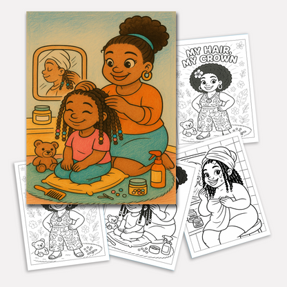 Afro Cuties Self-Care Queens Coloring Pages – 48 Pages – Fun, Beautiful, Black Girl Confidence – For Adults