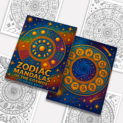 Zodiac Mandalas of the Cosmos Coloring Pages – 48 Celestial Astrology Designs for Adults