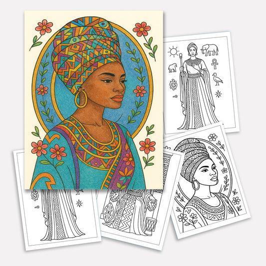 Bold Heritage Coloring Pages – 48 Pages – Inspiring People, Cultural Symbols, Black History Pride – For Kids