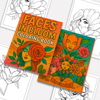 Faces in Bloom – Coloring Pages – 48 Surreal Floral Portraits – For Kids And Adults