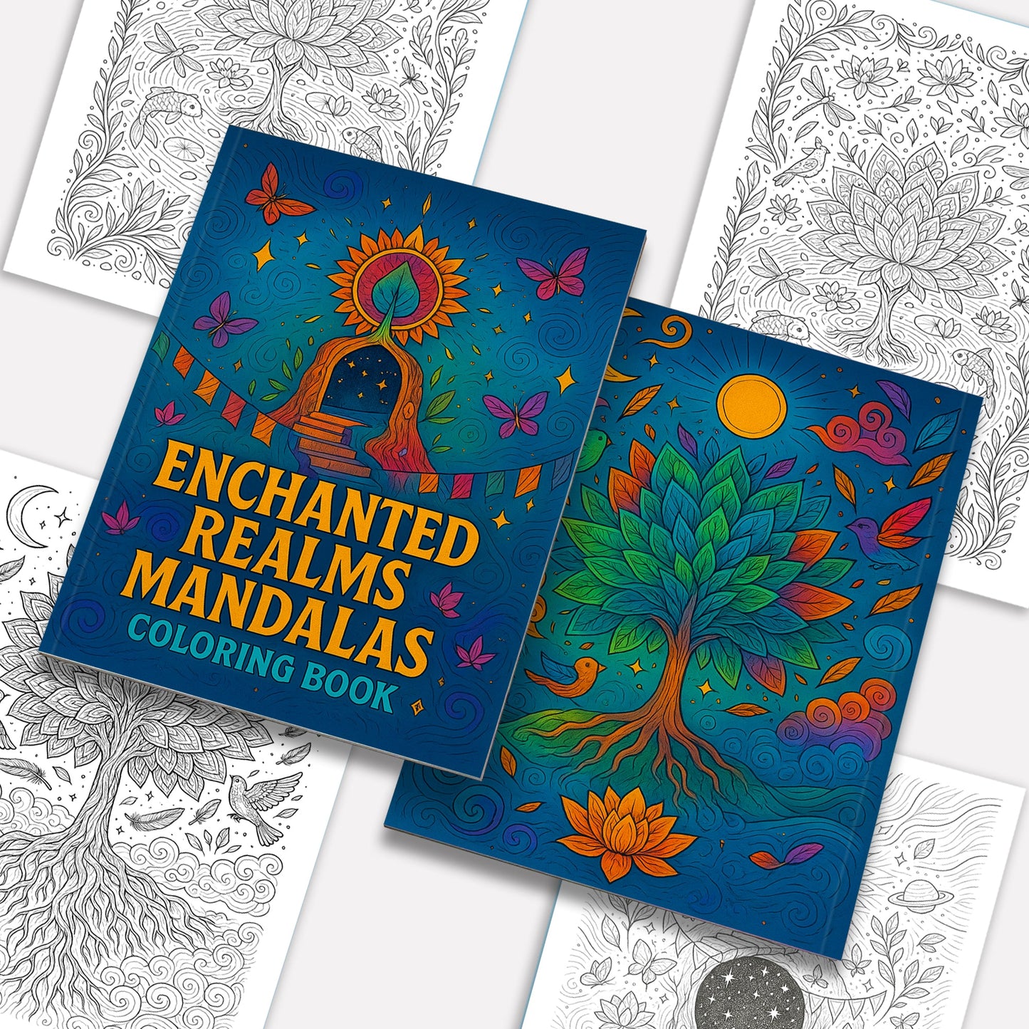 Enchanted Realms Mandalas Coloring Pages – 48 Fantasy Designs of Sacred Nature - For Adults