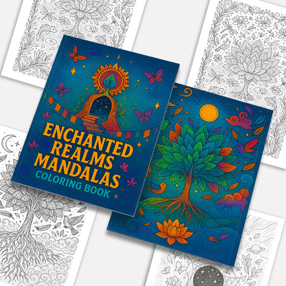 Enchanted Realms Mandalas Coloring Pages – 48 Fantasy Designs of Sacred Nature - For Adults