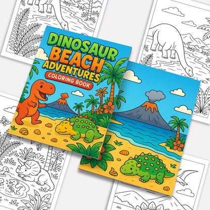 Dinosaur Beach Adventures – Dinosaur Coloring Pages – 48 Pages – Fun, Tropical, Prehistoric Playtime – For Kids