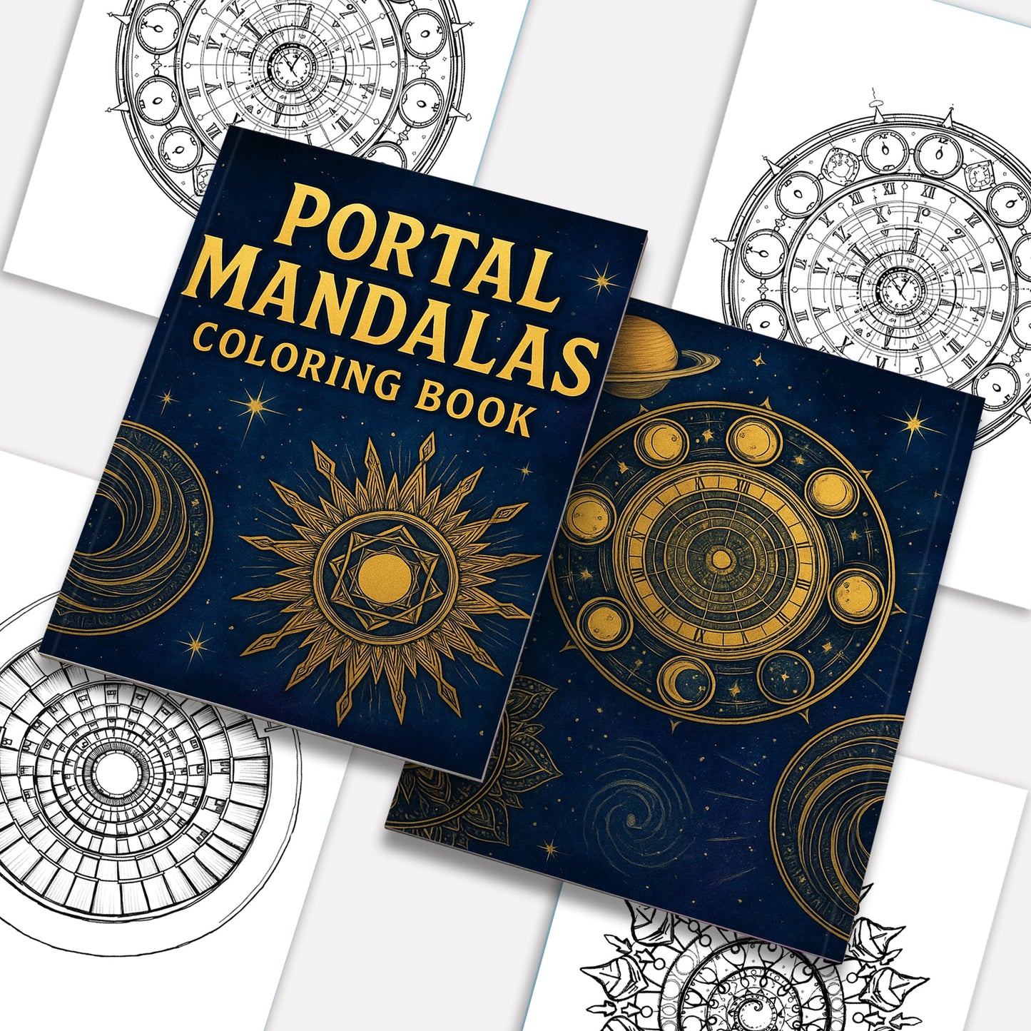 Portal Mandalas – Mandala Coloring Pages – 48 Pages – Spirals, Light Gates, Twisted Space Paths – For Adults