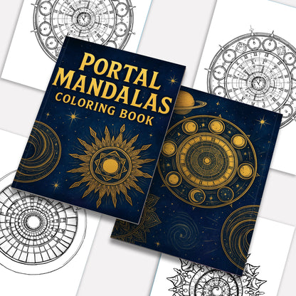 Portal Mandalas – Mandala Coloring Pages – 48 Pages – Spirals, Light Gates, Twisted Space Paths – For Adults
