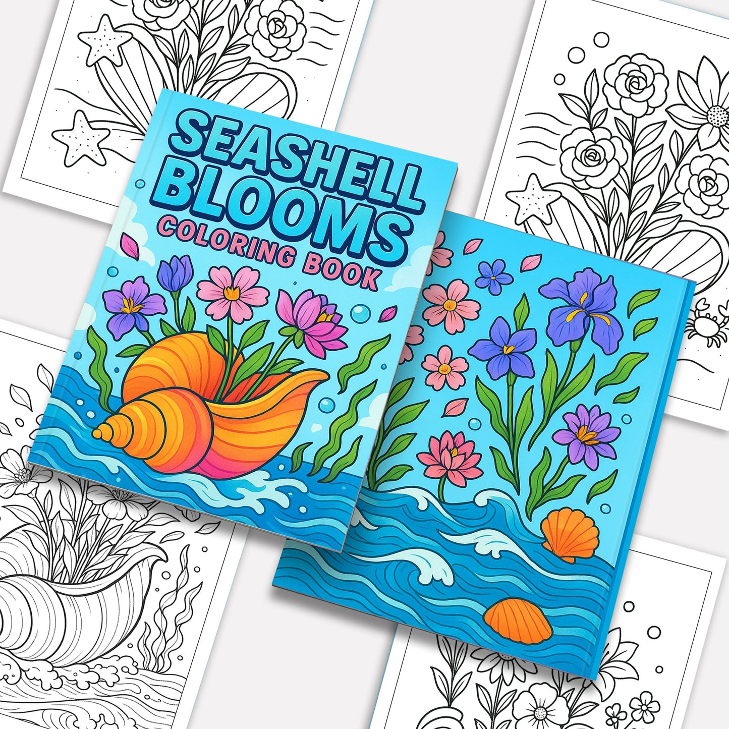 Seashell Blooms – Coloring Pages – 48 Ocean-Inspired Floral Designs – For Kids And Adults