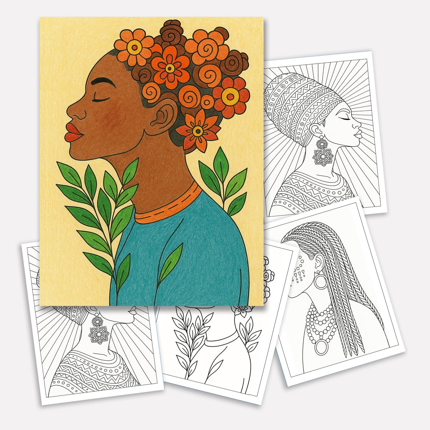 Cultural Elegance Coloring Pages – 48 Pages – Intricate Patterns, Regal Women, Global Style – For Adults