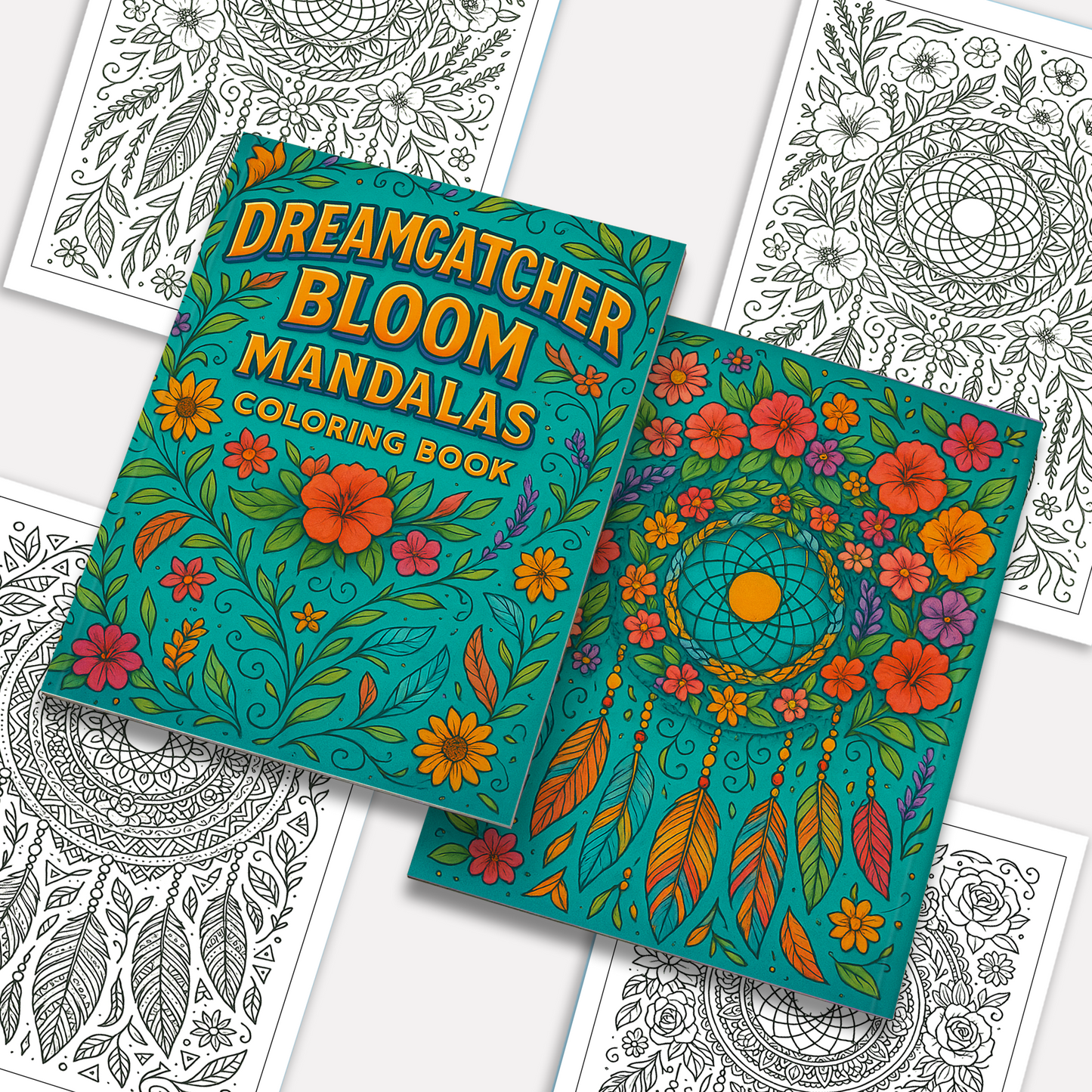 Dreamcatcher Bloom Mandalas Coloring Pages – 48 Intricate Boho Floral Designs for Adults