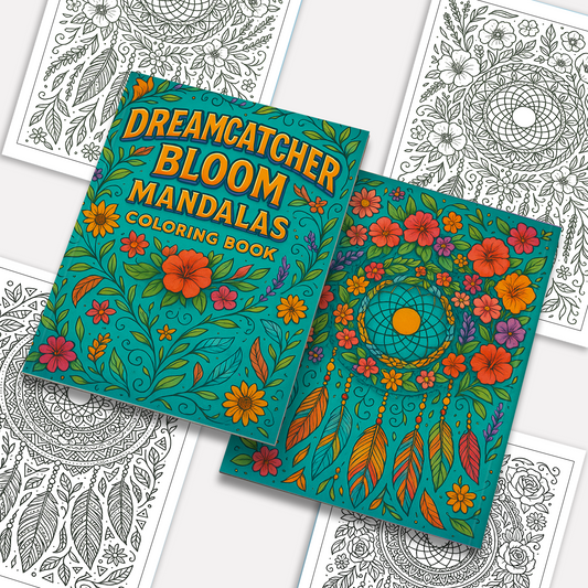 Dreamcatcher Bloom Mandalas Coloring Pages – 48 Intricate Boho Floral Designs for Adults