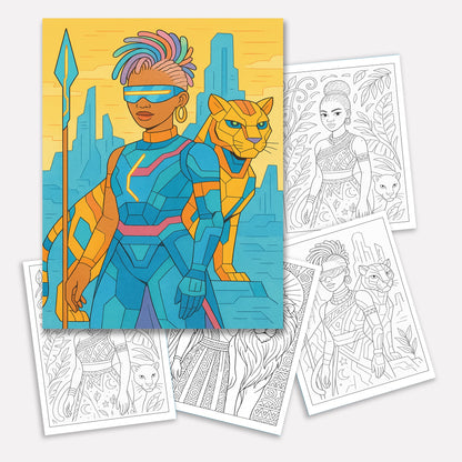 Afrofuturistic Queens Coloring Pages – 48 Pages – Futuristic, Powerful, Black Girl Magic – For Adults