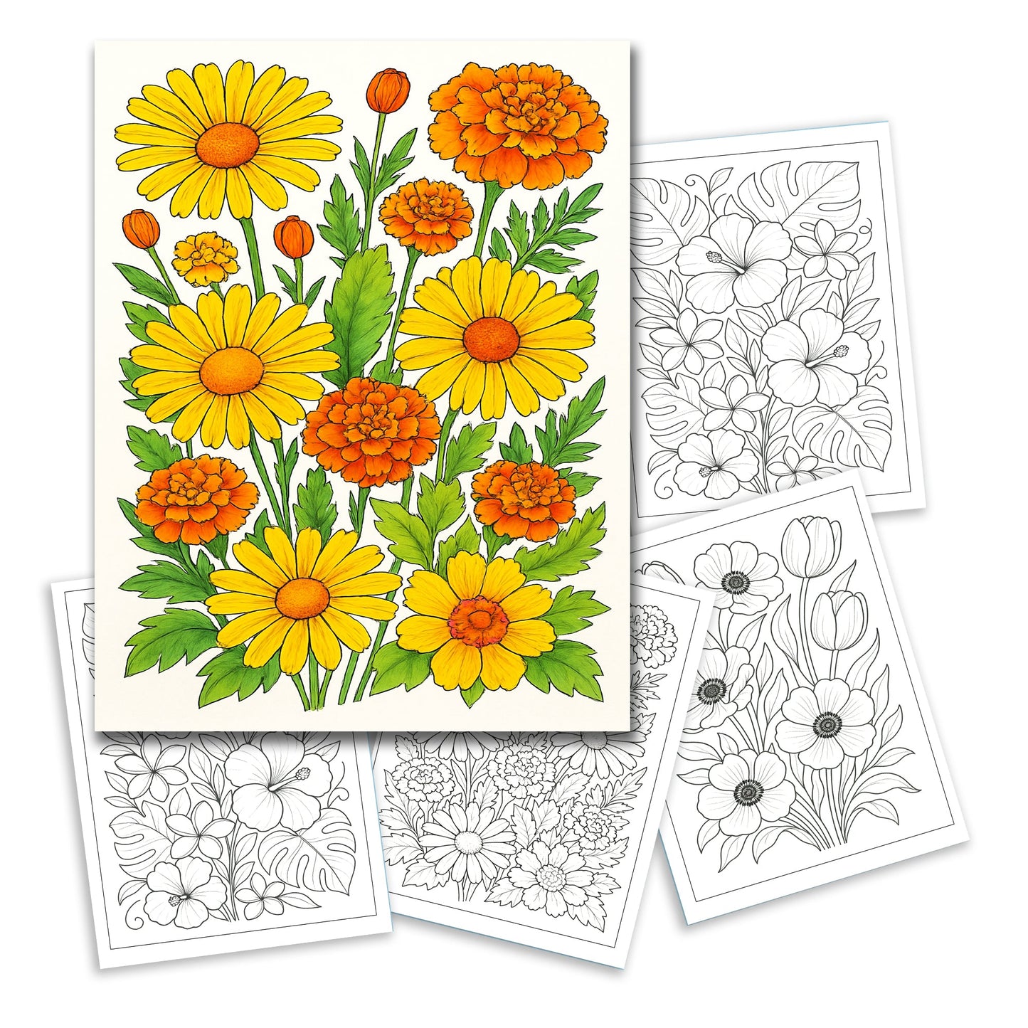 Sunshine Garden Flowers Coloring Pages – 48 Cheerful Floral Designs