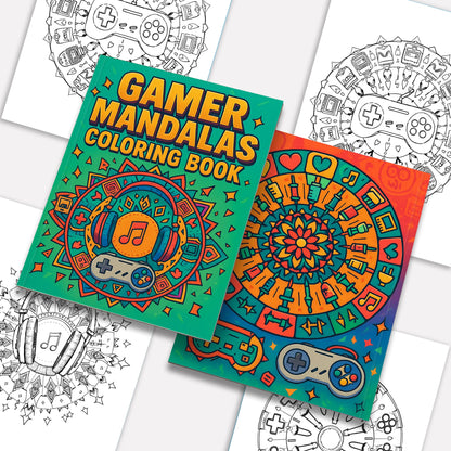Gamer Mandalas – Mandala Coloring Pages – 48 Pages – Controllers, Pixels, Retro Symbols & Game Vibes – For Teens and Adults