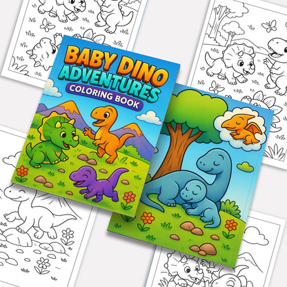 Baby Dino Adventures – Dinosaur Coloring Pages – 48 Pages – Cute, Playful, Prehistoric Fun – For Kids
