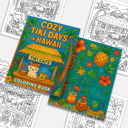 Cozy Tiki Days in Hawaii Coloring Pages – 48 Relaxing Tropical Island Scenes – For Kids