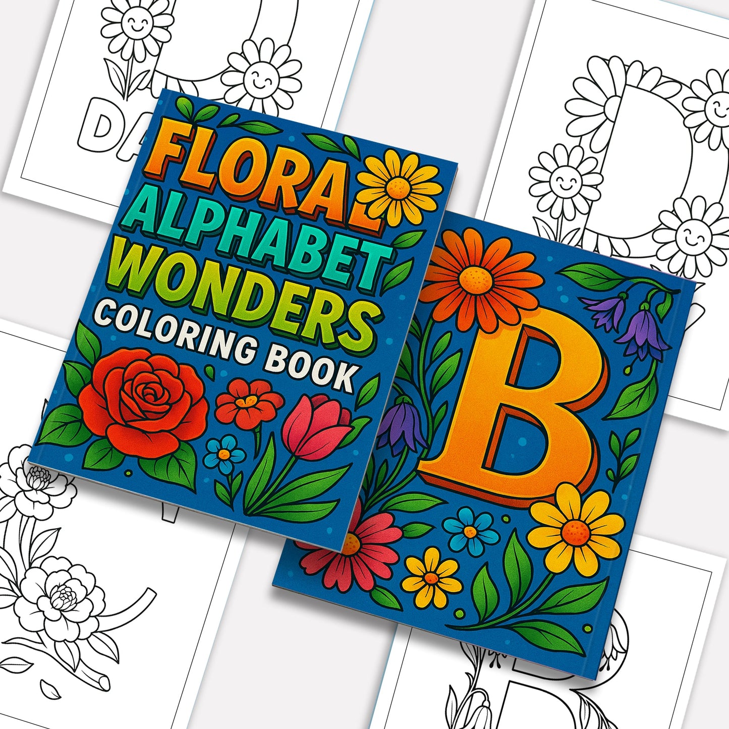 Floral Alphabet Wonders – Coloring Pages – 48 Botanical Letters – For Kids And adults