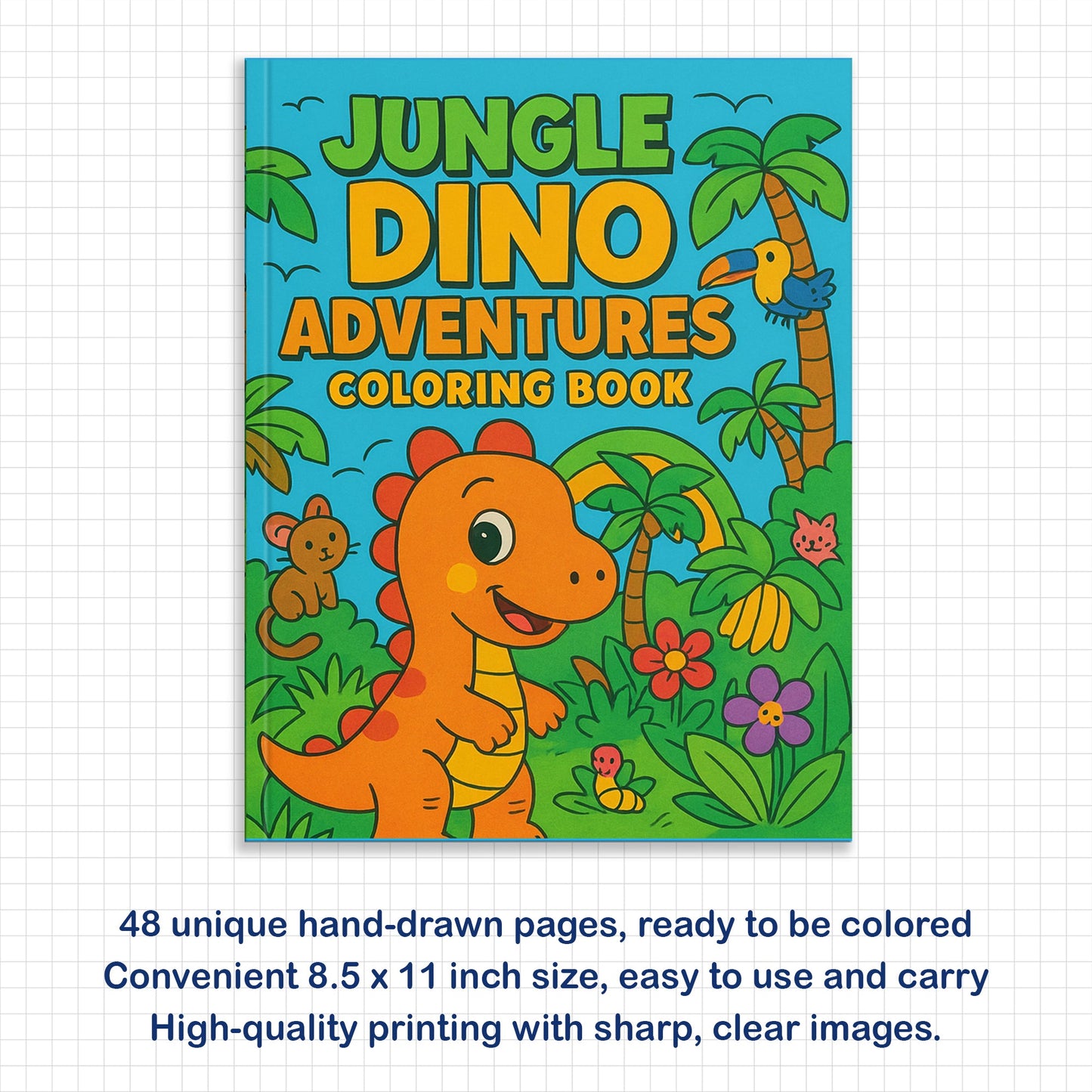 Jungle Dino Adventures Coloring Pages – 48 Pages – Fun, Wild, Prehistoric Jungle Scenes – For Kids