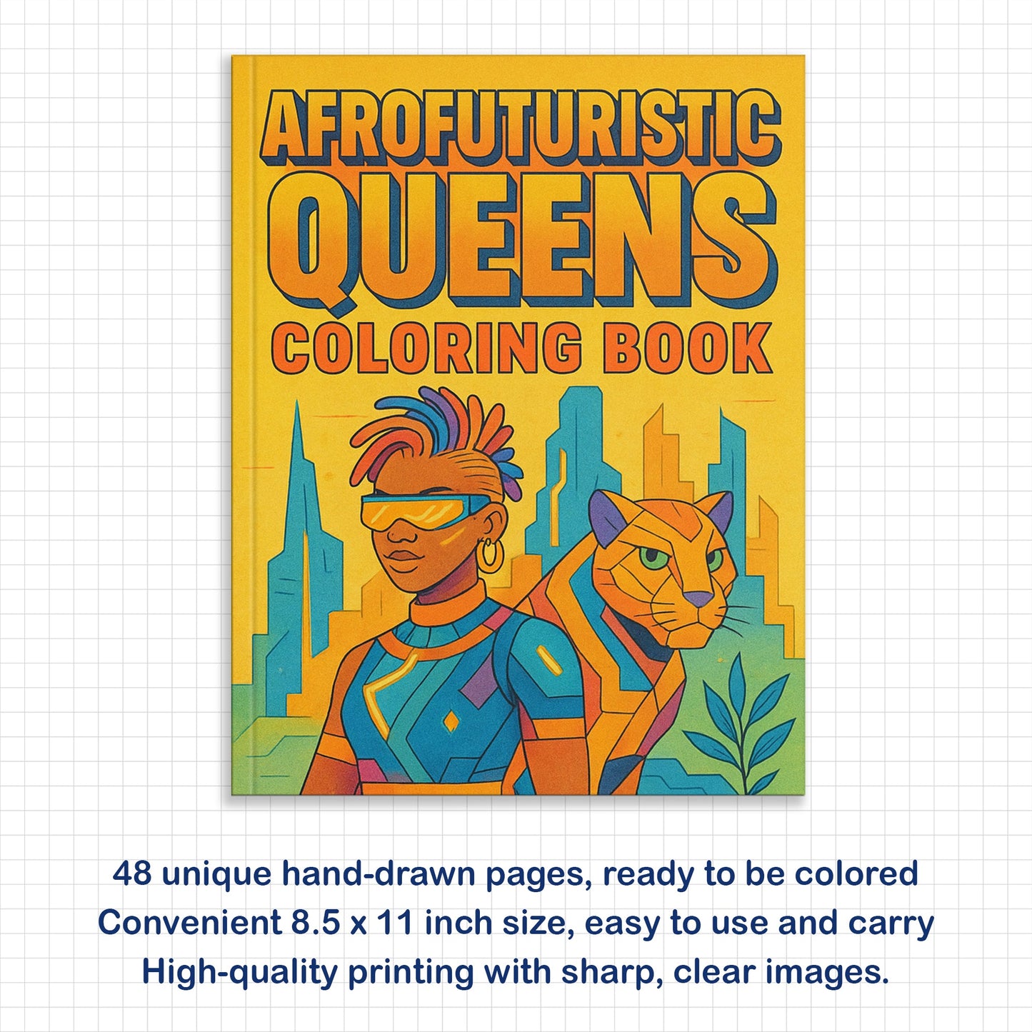 Afrofuturistic Queens Coloring Pages – 48 Pages – Futuristic, Powerful, Black Girl Magic – For Adults