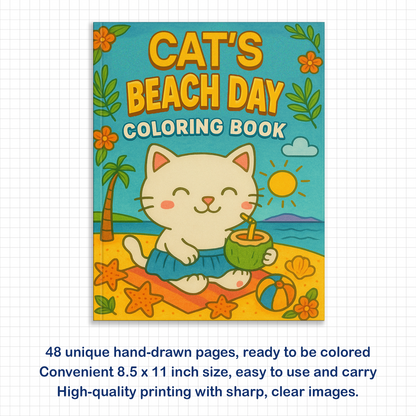 Beach Day Kitty Coloring Pages – 48 Cute & Fun Designs for Kids
