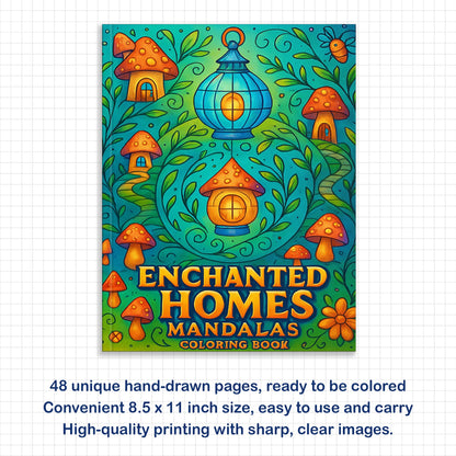 Enchanted Homes Mandalas Coloring Pages – 48 Fantasy Village Designs for Adults