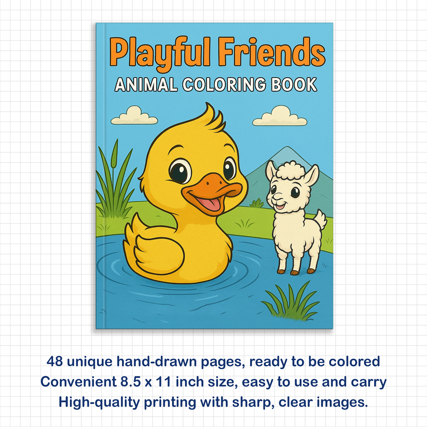Playful Animal Friends Coloring Pages – 48 Whimsical Designs for Adults