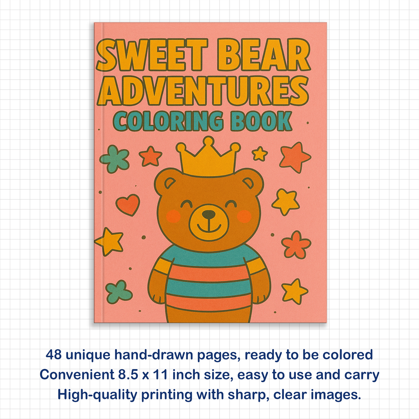 Sweet Bear Adventures – Animal Coloring Pages – 48 Pages – Playful, Gentle, Woodland Fun – For Kids