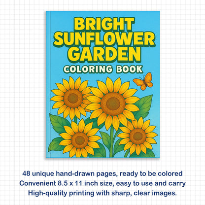 Bright Sunflower Garden Coloring Pages – 48 Cheerful Designs for Adults