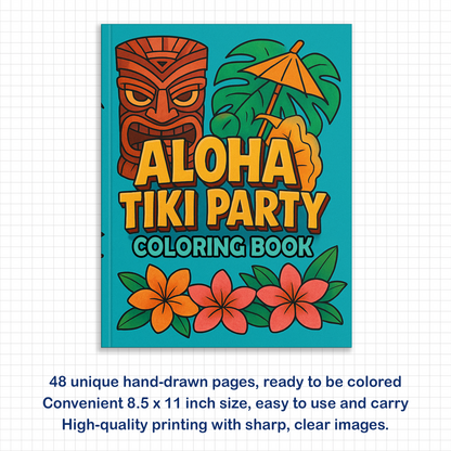 Aloha Tiki Party Coloring Pages for Kids – 48 Fun Island Designs