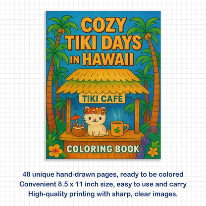 Cozy Tiki Days in Hawaii Coloring Pages – 48 Relaxing Tropical Island Scenes – For Kids