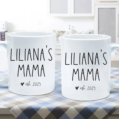 Mom, Mama EST - Personalized Custom Mug - First Mother's Day Gifts, First Time Mom Gifts, New Parent Gifts