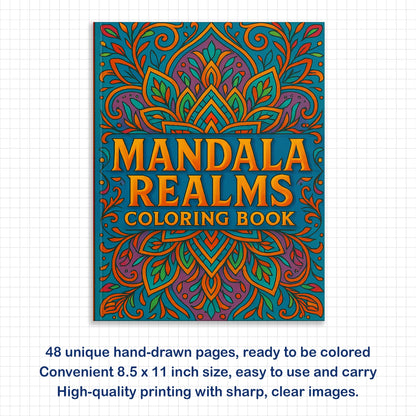 Mandala Realms Coloring Pages – 48 Unique Botanical, Marine, and Lace-Inspired Designs for Adults