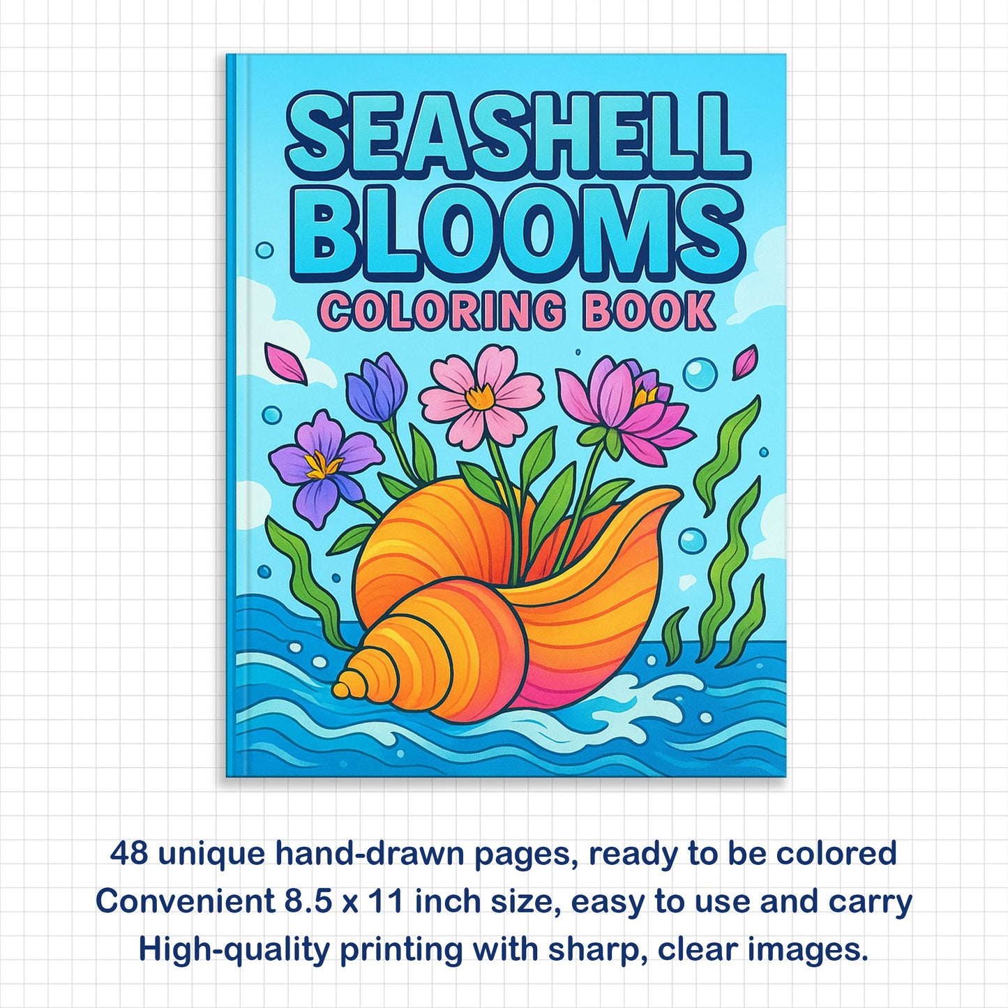 Seashell Blooms – Coloring Pages – 48 Ocean-Inspired Floral Designs – For Kids And Adults