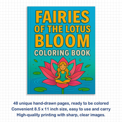 Fairies of the Lotus Bloom – Coloring Pages – 48 Magical Flower Scenes – For Kids and Adults