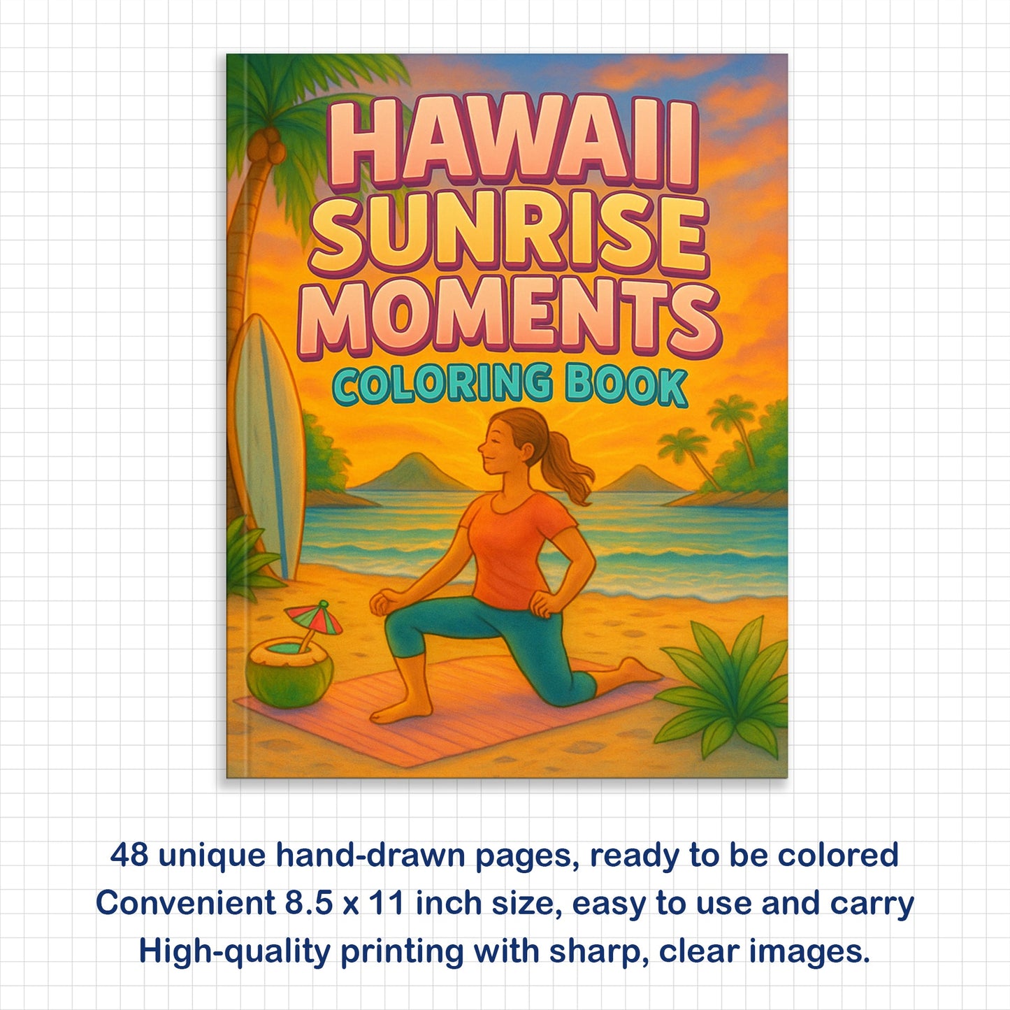 Hawaii Sunrise Moments Coloring Pages – 48 Peaceful Beach Scenes for Adults