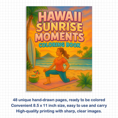 Hawaii Sunrise Moments Coloring Pages – 48 Peaceful Beach Scenes for Adults