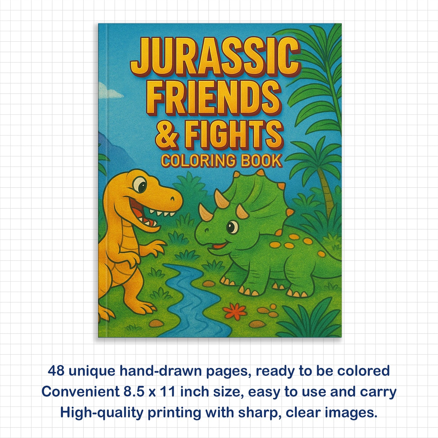 Jurassic Friends & Fights Coloring Pages for Kids – 48 Dino Adventures