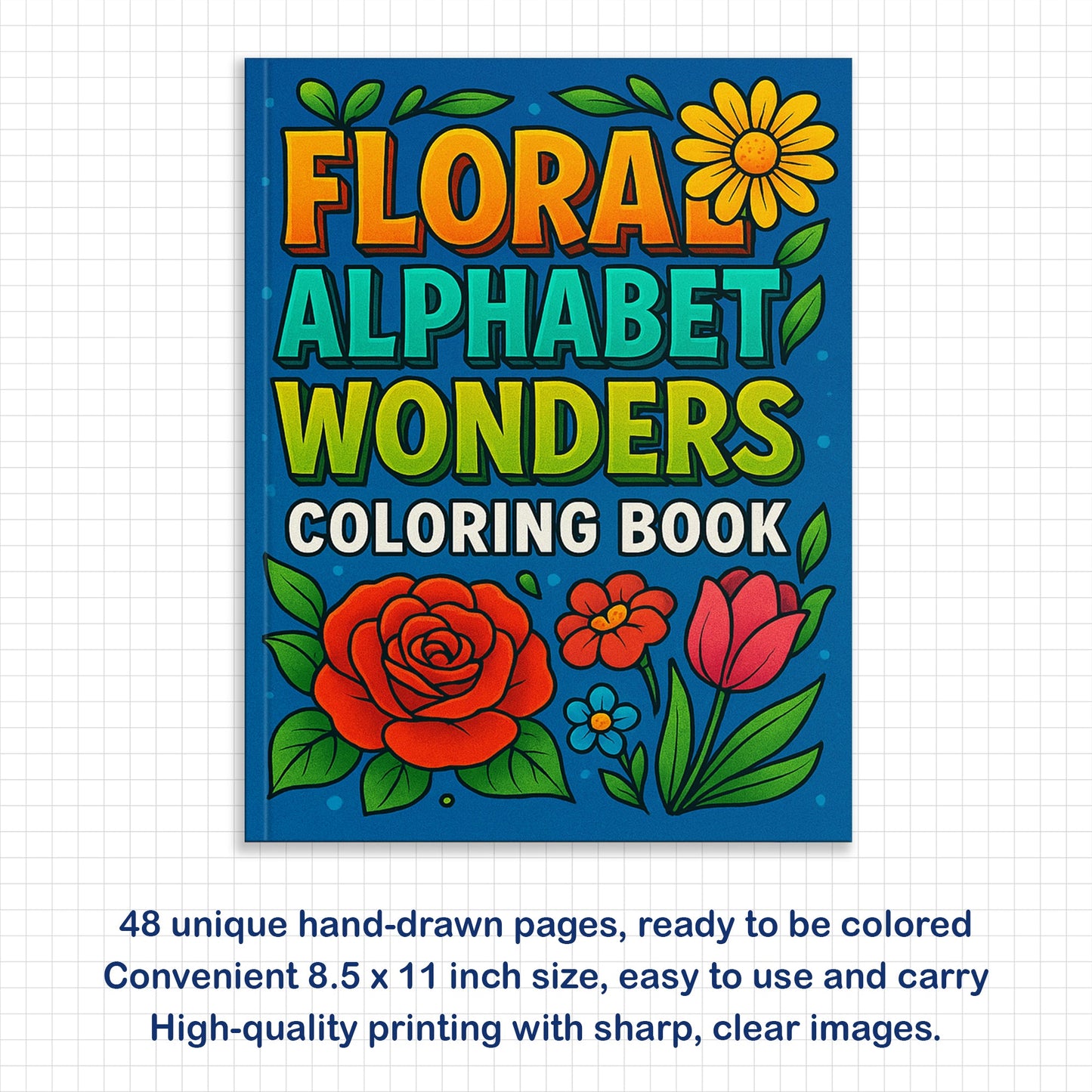 Floral Alphabet Wonders – Coloring Pages – 48 Botanical Letters – For Kids And adults
